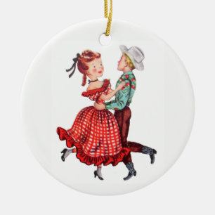 Square-Dancing Keramik Ornament