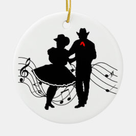 Square Dancing Keramik Ornament