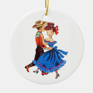 Square-Dancing Keramik Ornament