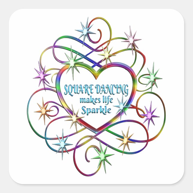 Square Dancing macht Leben sparkle Quadratischer Aufkleber (Vorderseite)