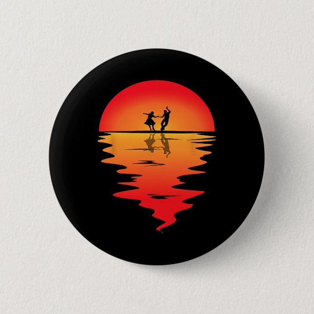 Square Dancing Sunset Square Dancer Vintag Square Button (Vorderseite)