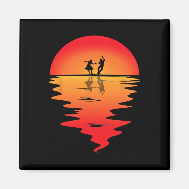 Square Dancing Sunset Square Dancer Vintag Square Magnet (Vorne)