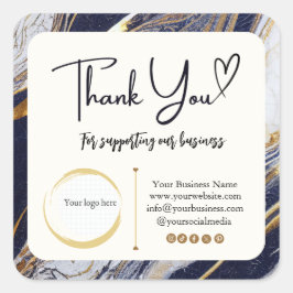 Square Dankeschön Business-Sticker - Marmordesign Quadratischer Aufkleber