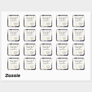 Square Dankeschön Business-Sticker - Marmordesign Quadratischer Aufkleber