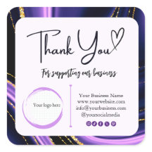 Square Dankeschön Business-Sticker - Marmordesign