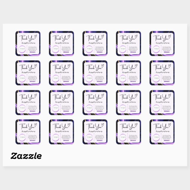 Square Dankeschön Business-Sticker - Marmordesign Quadratischer Aufkleber (Blatt)