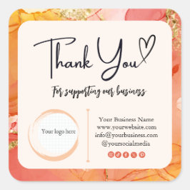Square Dankeschön Business-Sticker - Marmordesign Quadratischer Aufkleber
