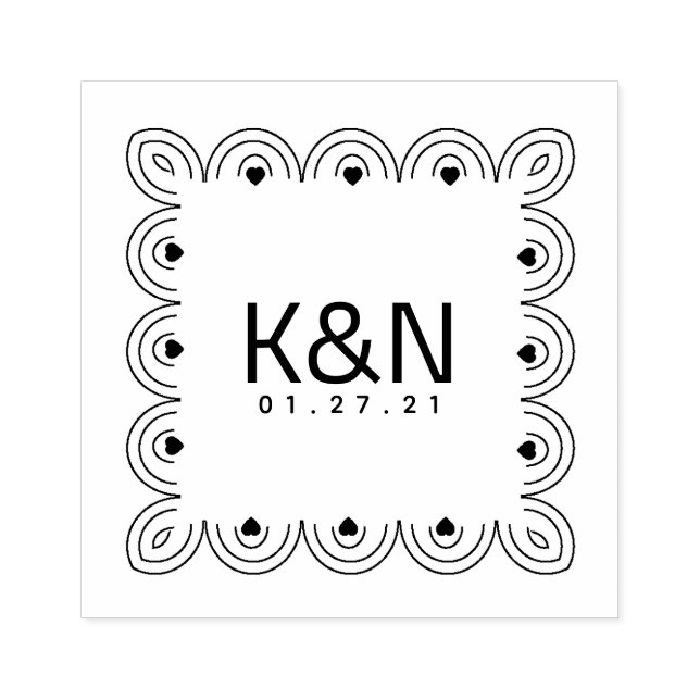 Square Deko Heart Initial Logo Hochzeits-Briefmark Gummistempel (Prägung)