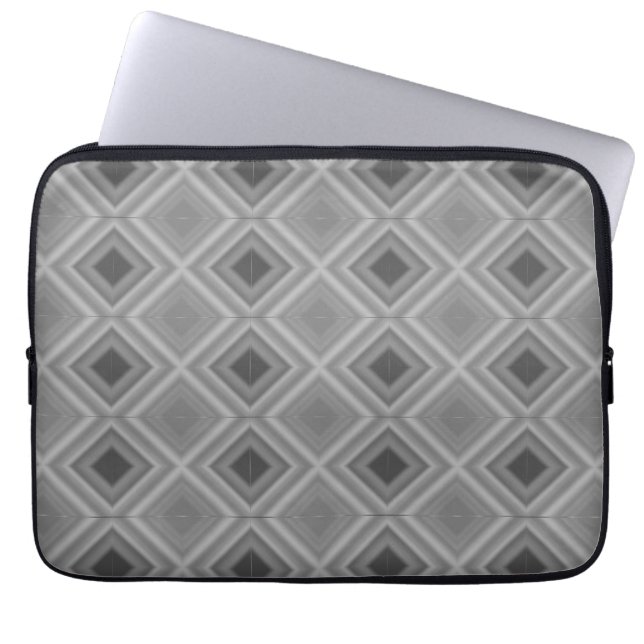 Square Diamond Monotone Black Gray Laptopschutzhülle (Vorderseite)