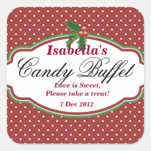 Square Dotty Christmas Candy Buffet Sticker