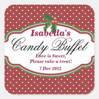 Square Dotty Christmas Candy Buffet Sticker