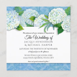 Square Elegant Damask Hydrangea Floral Wedding Einladung