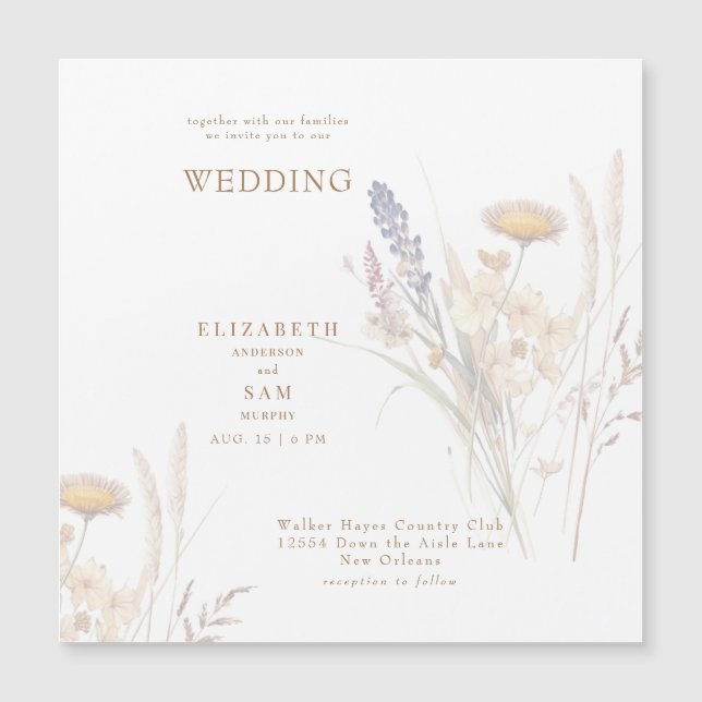 Square Fall Floral Wedding Magneteinladung (Vorderseite)