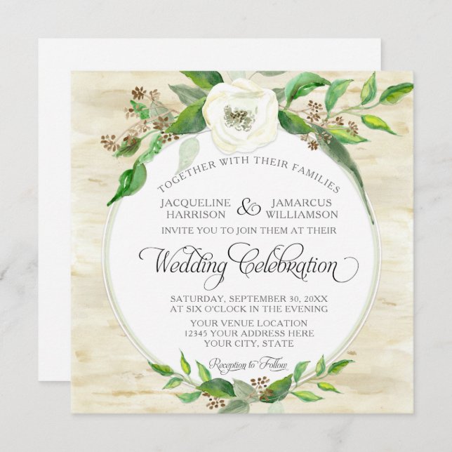 Square Forest Leaf Woodland BOHO Fall Sommer Einladung (Vorne/Hinten)