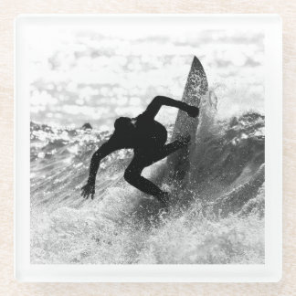 Square Format Surf Art Monochrome Glasuntersetzer