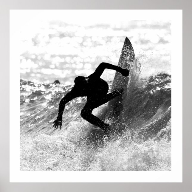 Square Format Surf Art Monochrome Poster (Vorne)