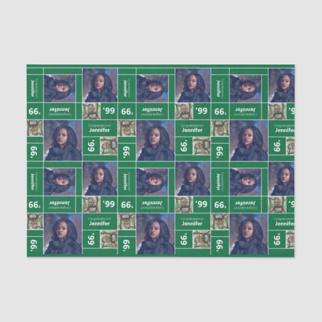 Square Foto Abschluss Class Year Green Seidenpapier (Vorderseite)