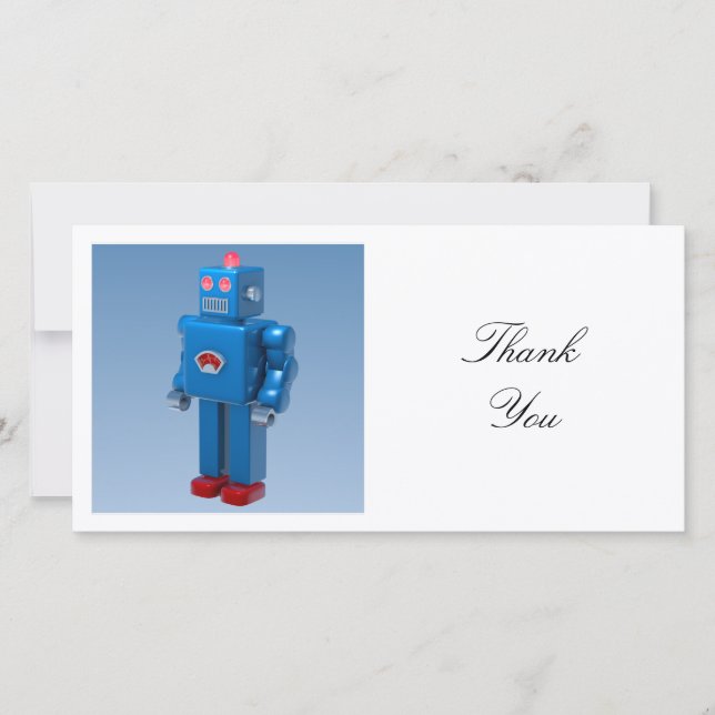 Square Foto - Blue Robot Dankeskarte (Vorderseite)
