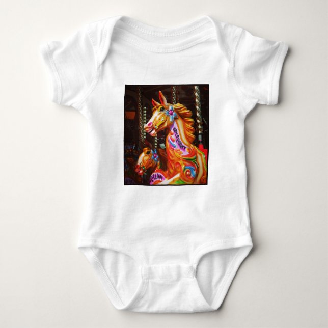 Square Foto - Merry-go-round Horses 02 Baby Strampler (Vorderseite)
