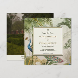 Square Foto Tropical Peacock Palm Save the Date