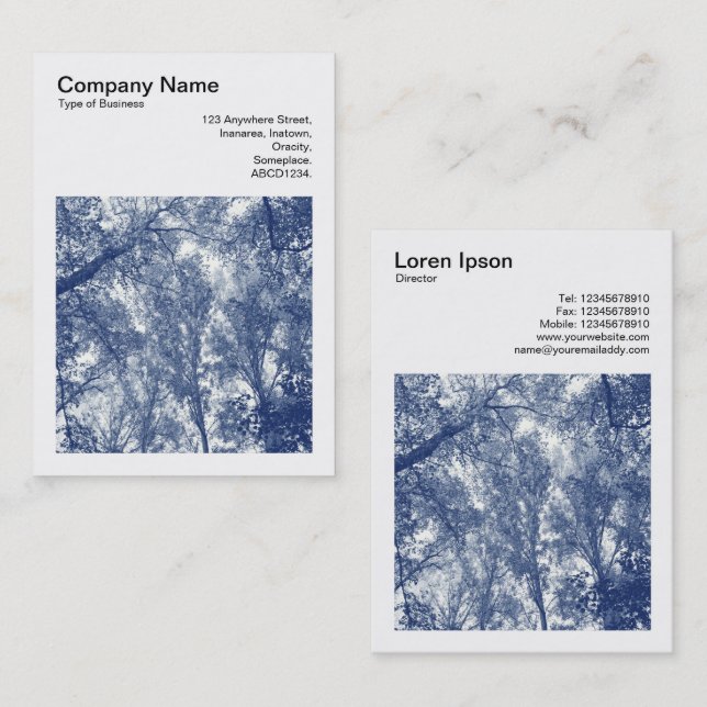 Square Foto (v3) - Blue Autumn - Cyanotyp Visitenkarte (Vorne/Hinten)