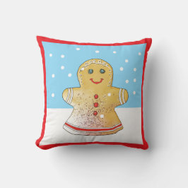 Square Gingerbrett Girl Snow Kissen