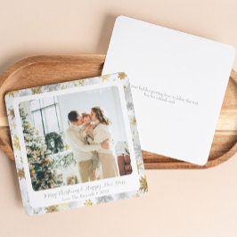 Square Gold & Silber Snowflake Holiday Card Feiertagskarte