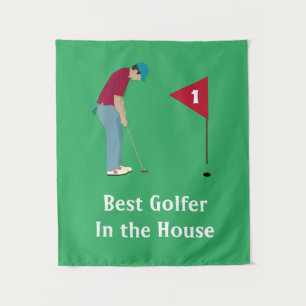 Square Golfer Putting Wandteppich