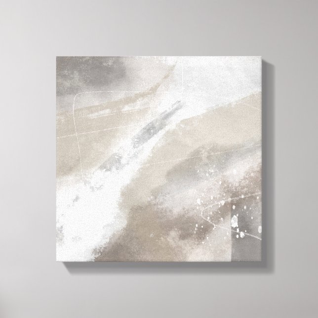 Square Grau Beige Minimalistisch Moderne Abstrakt Leinwanddruck (Vorderseite)