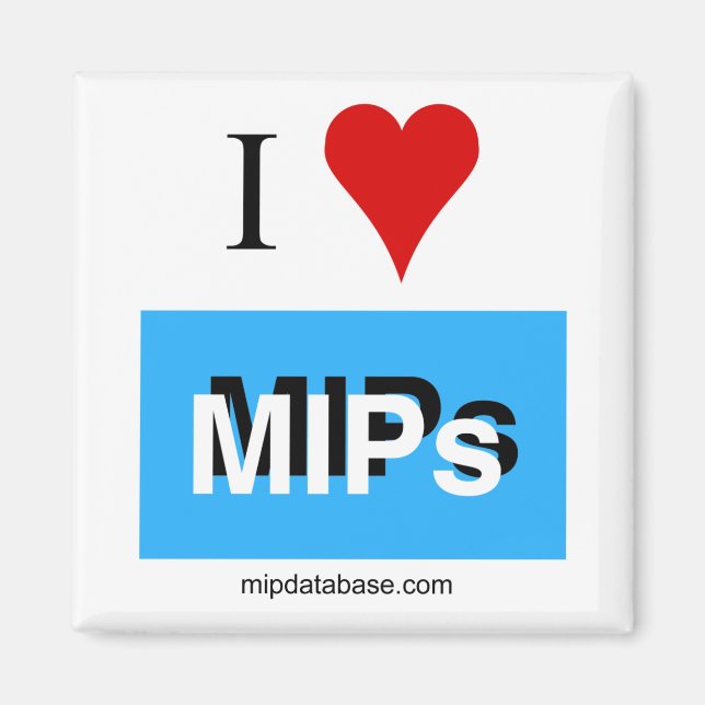 Square I Liebe MIPs Magnet mipdatabase logo (Vorne)
