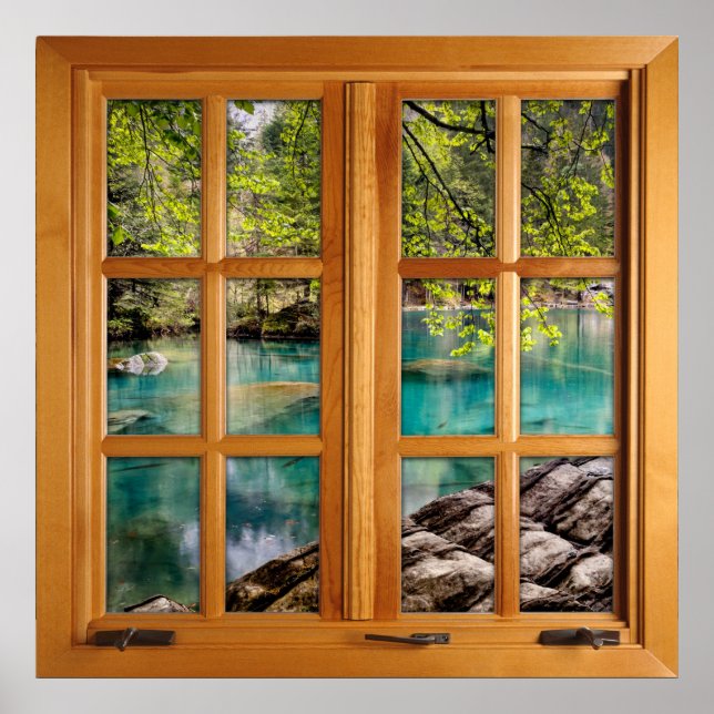 Square Imitats Window Illusion - Calming Lake Poster (Vorne)