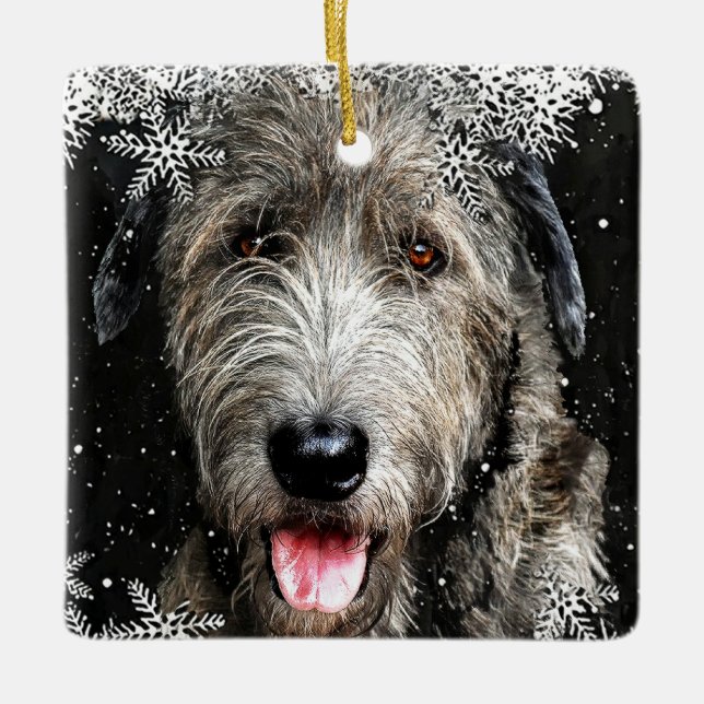 Square Irish Wolfhound Weihnachtsschmuck (Vorderseite)