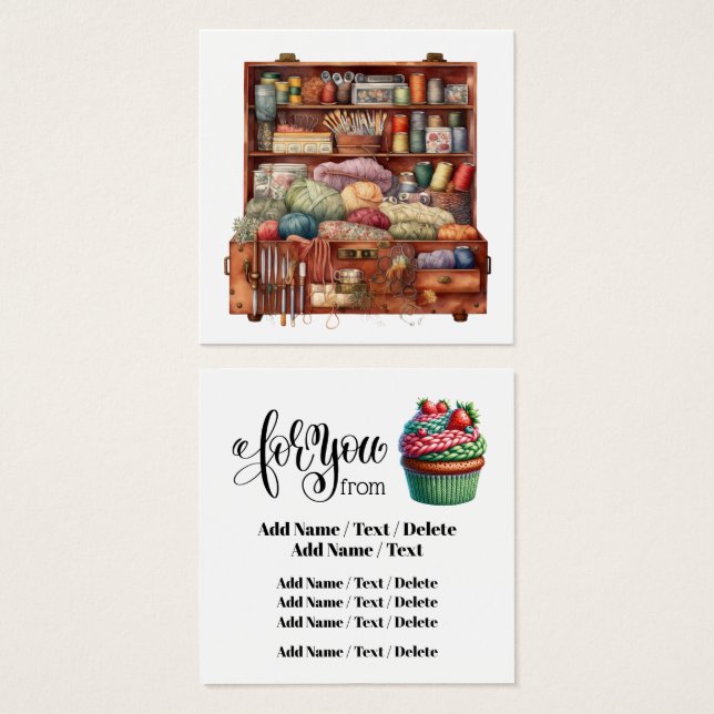 Square Knitting Business oder Enclosure Card (Vorne & Hinten)