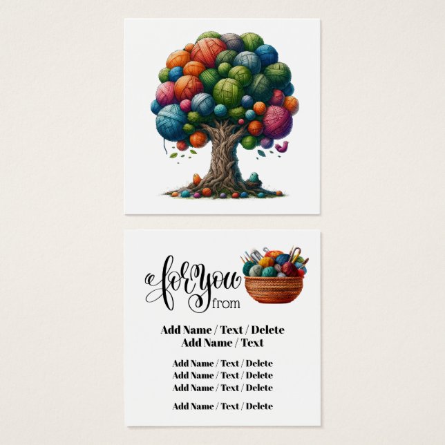 Square Knitting Business oder Enclosure Card (Vorne & Hinten)