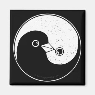 Square Kühlschrankmagnet mit b/w YinYang Friedens