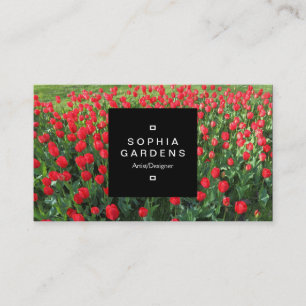 Square Label 01a - Bed of Red Tulips 01 Visitenkarte