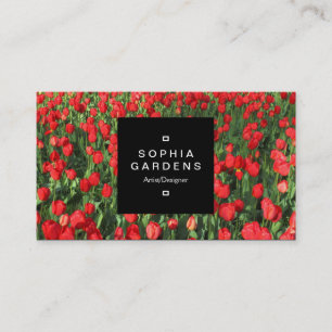 Square Label 01a - Bed of Red Tulips 02 Visitenkarte