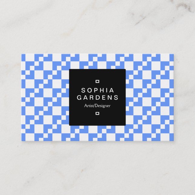 Square Label 01a - Domino Patchwork - Baby Blue Visitenkarte (Vorderseite)