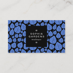 Square Label 01a - Leaf pattern 02 - Baby Blue Visitenkarte