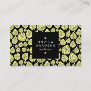 Square Label 01a - Leaf pattern 02 - Chalk Yellow Visitenkarte