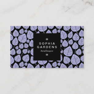 Square Label 01a - Leaf pattern 02 - Powder Blue Visitenkarte
