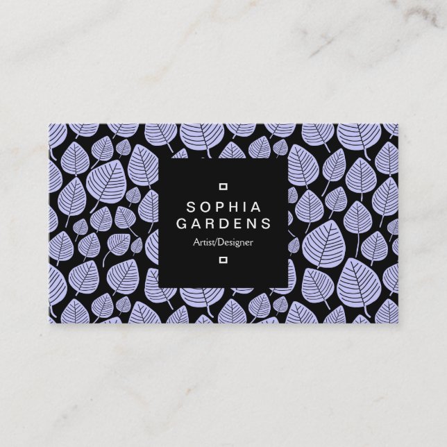 Square Label 01a - Leaf pattern 02 - Powder Blue Visitenkarte (Vorderseite)