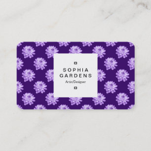 Square Label 03a - Chrysanthemum Pattern DP Lila Visitenkarte