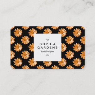 Square Label 03a - Daisy Pattern - Lt Orange Visitenkarte