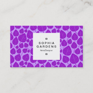 Square Label 03a - Leaf pattern 02 - Lila Visitenkarte