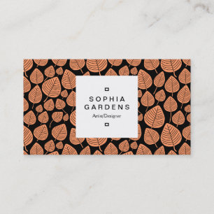 Square Label 03a - Leaf pattern 02 - Peach Visitenkarte
