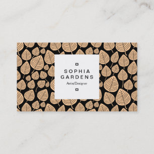 Square Label 03a - Leaf pattern 02 - Sand Visitenkarte