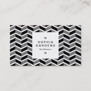 Square Label 03a - Schattige Chevrons - Schwarz Visitenkarte