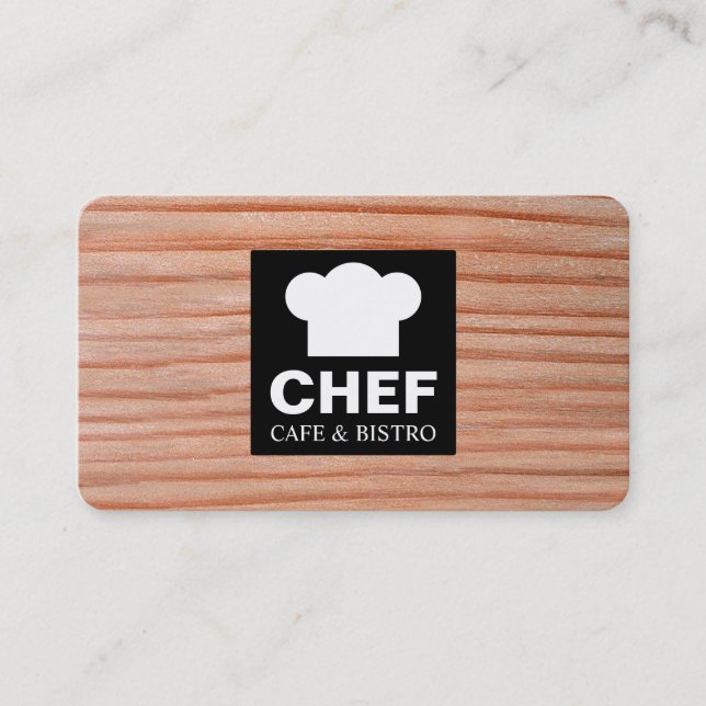 Square Label Cafe - Holz 01 Visitenkarte (Vorderseite)