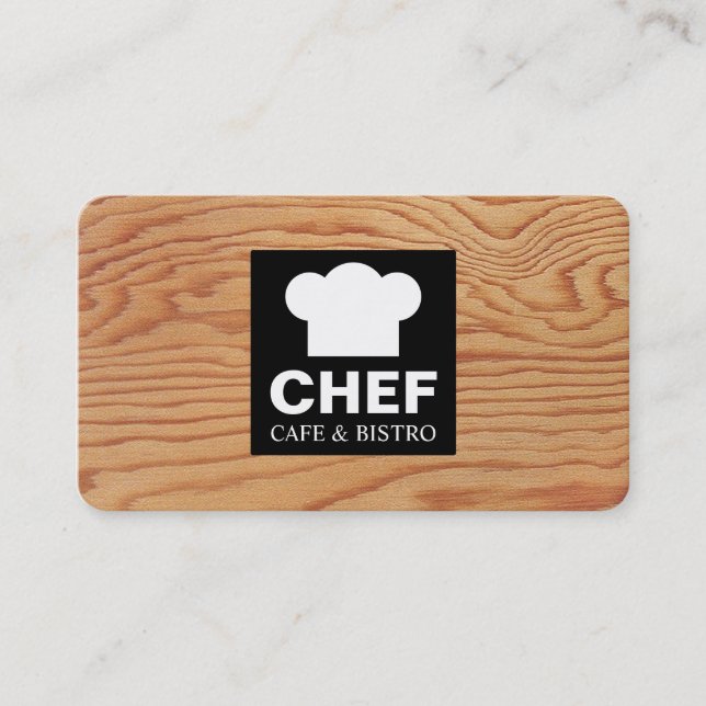 Square Label Cafe - Holz 02 Visitenkarte (Vorderseite)